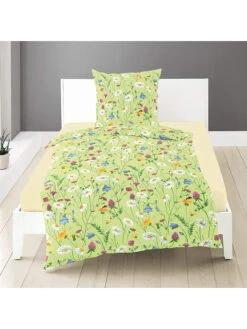 Renforcé-Bettwäsche-Set In Grün/ Bunt