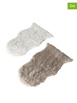 2er-Set: Dekofelle "Furano" In Creme/ Hellbraun - (L)102 X (B)65 Cm