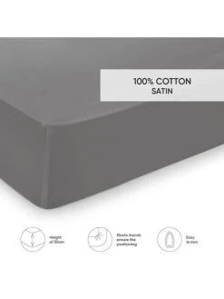 Cacharel Satin-Spannbettlaken "Uni" In Grau -Heimtextilien Verkauf cacharel satin spannbettlaken uni in grau 2