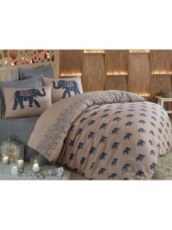 Bettwäsche-Set "Fil" In Beige/ Blau