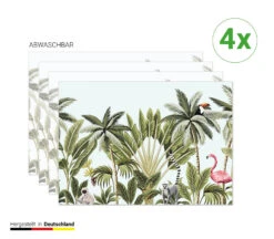 Tischsets I Platzsets Abwaschbar - Tropische Palmen Mit Flamingo- Aus Erstklassigem Vinyl (Kunststoff Ð BPA-frei) - 4 Stück - 44 X 32 Cm - Rutschfeste Tischdekoration -Heimtextilien Verkauf cover your desk de tischsets i platzsets abwaschbar tropische palmen mit flamingo aus erstklassigem vinyl kunststoff d bpa frei 4 stuck 44 x 32 cm rutschfeste tischdekoration 3