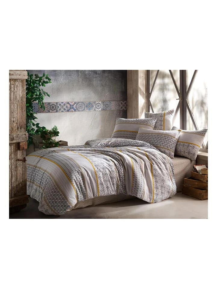 Renforcé-Bettwäsche-Set "Rinor" In Creme/ Grau 3 Renforcé-Bettwäsche-Set "Rinor" In Creme/ Grau