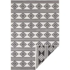 In- & Outdoor Wendeteppich Maple Schwarz Creme