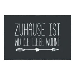 Fußmatte KÖLN "Zuhause Ist Wo Die Liebe Wohnt" In Farbe Dunkelgrau