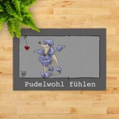 Fußmatte LEIPZIG "Pudelwohl" In Farbe Grau -Heimtextilien Verkauf gmd living fussmatte leipzig pudelwohl in farbe grau 2