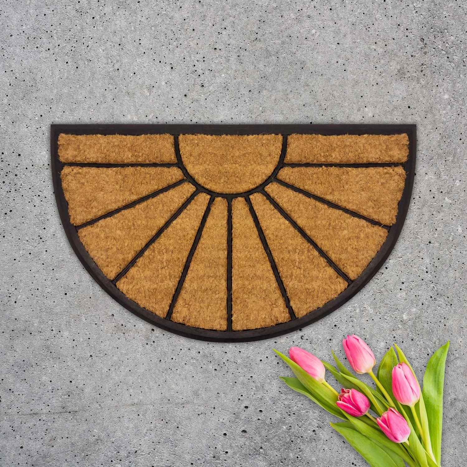 Halbrunde Kokosmatte VENTOSA Sonnendesign In Farbe Braun 5 Halbrunde Kokosmatte VENTOSA Sonnendesign In Farbe Braun – Bild 3