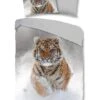 Flanell-Bettwäsche-Set "Snow Tiger" In Grau