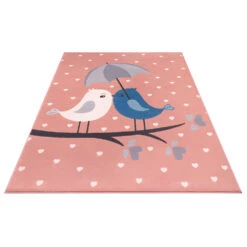Kinderteppich Kurzflor Love Birds Vögel Rosa -Heimtextilien Verkauf hanse home kinderteppich kurzflor love birds vogel rosa 2
