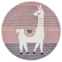 Kurzflor Kinderteppich Alpaka Dolly Rund Pastellrosa Grau