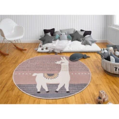 Kurzflor Kinderteppich Alpaka Dolly Rund Pastellrosa Grau -Heimtextilien Verkauf hanse home kurzflor kinderteppich alpaka dolly rund pastellrosa grau 5