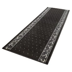 Kurzflor Teppich Läufer Floret Schwarz -Heimtextilien Verkauf hanse home kurzflor teppich laufer floret schwarz 2