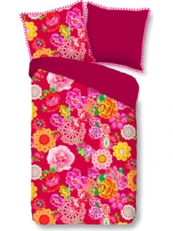 Perkal-Bettwäsche-Set "Woodstock" In Rot/ Bunt