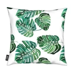 Kissen "Monstera Pattern" In Grün & Weiß -Heimtextilien Verkauf juniqe kissen monstera pattern in grun and weiss 1