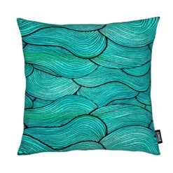 Kissen "Sea Waves Pattern" In Blau & Türkis