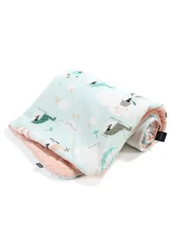 Wende-Wohndecke "Velvet" In Hellblau/ Rosa/ Bunt