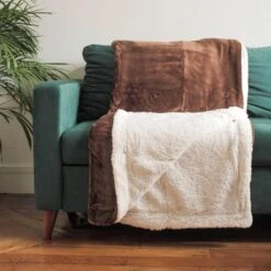 Kunstfell Wohndecke In Nerzbraun - (L)170 X (B)130 Cm -Heimtextilien Verkauf le comptoir de la plage kunstfell wohndecke in nerzbraun l 170 x b 130 cm 2