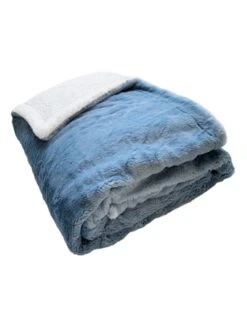 XL Kunstfell Wohndecke In Blau - (L)240 X (B)220 Cm