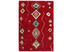 Hochflor Teppich Langflor Geometric Rot