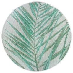In- & Outdoor Teppich Palm Smaragdgrün Creme, 160 Cm Rund
