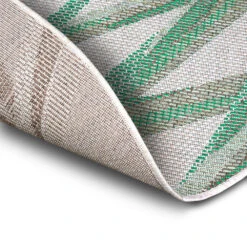 In- & Outdoor Teppich Palm Smaragdgrün Creme, 160 Cm Rund -Heimtextilien Verkauf northrugs in and outdoor teppich palm smaragdgrun creme 160 cm rund 6