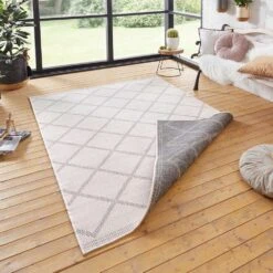 In- & Outdoor Wendeteppich Corsica Grau Creme -Heimtextilien Verkauf northrugs in and outdoor wendeteppich corsica grau creme 3