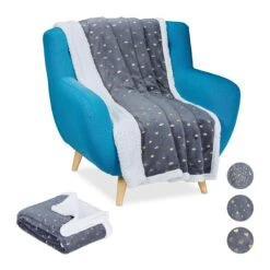 2x Kuscheldecke In Grau/ Weiß - (B)150 X (T)200 Cm