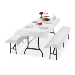 3x Bierzeltgarnitur Auflage In Weiß