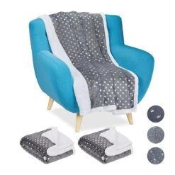 3x Kuscheldecke In Grau/ Weiß - (B)150 X (T)200 Cm