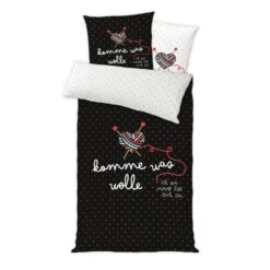 Bettwäsche Mit Spruch "Komme Was Wolle" In Mehrfarbig