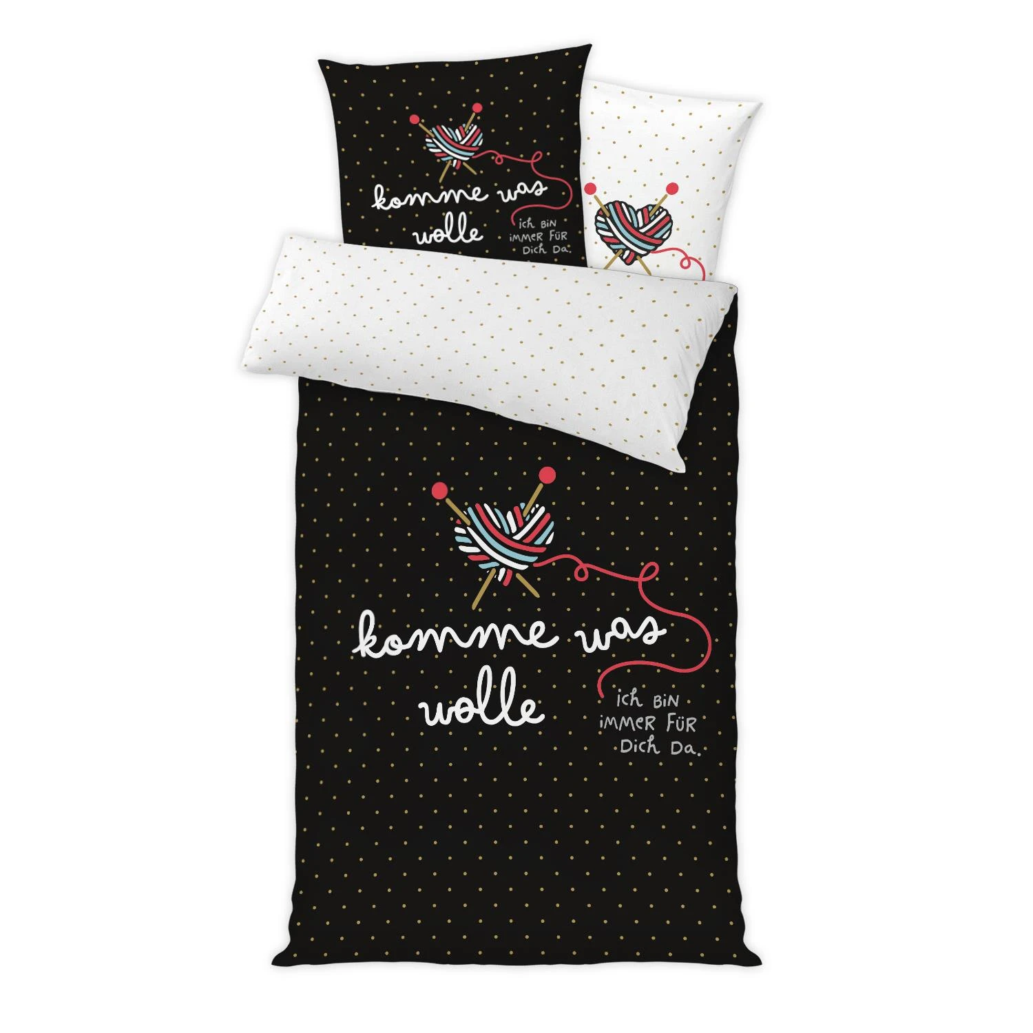 Bettwäsche Mit Spruch "Komme Was Wolle" In Mehrfarbig