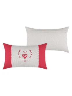 Kissen "Pauline" In Weiß/ Rot - (L)50 X (B)30 Cm