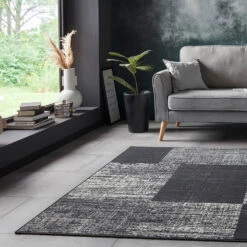 Kurzflor Teppich Block Grau/hellgrau/creme -Heimtextilien Verkauf teppich boss kurzflor teppich block grau hellgrau creme 3