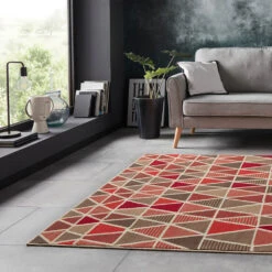 Kurzflor Teppich Trinity Rot/creme/koralle/braun -Heimtextilien Verkauf teppich boss kurzflor teppich trinity rot creme koralle braun 2