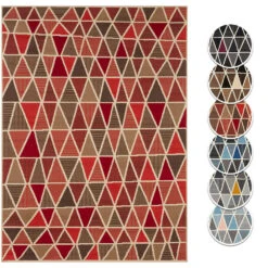 Kurzflor Teppich Trinity Rot/creme/koralle/braun