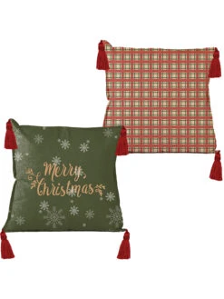 Kissenhülle "Christmas Time" In Grün/ Rot - (L)45 X (B)45 Cm