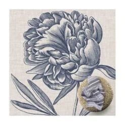 Vinyl-Teppich - Indigo Blüte Auf Leinen I In Blau