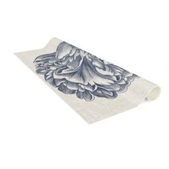 Vinyl-Teppich - Indigo Blüte Auf Leinen I In Blau -Heimtextilien Verkauf wallart vinyl teppich indigo blute auf leinen i in blau 5