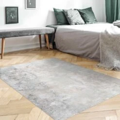 Vinyl-Teppich - Shabby Betonoptik In Grau -Heimtextilien Verkauf wallart vinyl teppich shabby betonoptik in grau 3