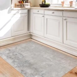 Vinyl-Teppich - Shabby Betonoptik In Grau -Heimtextilien Verkauf wallart vinyl teppich shabby betonoptik in grau 4