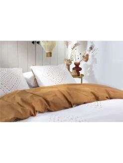 Bettwäsche-Set "Boho Stitches" In Weiß/ Cognac -Heimtextilien Verkauf walra bettwasche set boho stitches in weiss cognac 2
