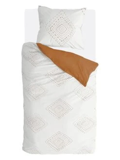 Bettwäsche-Set "Boho Stitches" In Weiß/ Cognac