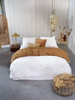 Bettwäsche-Set "Boho Stitches" In Weiß/ Cognac -Heimtextilien Verkauf walra bettwasche set boho stitches in weiss cognac 3