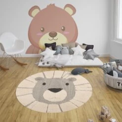Hochflor Kinderteppich Lion Lucky Creme Grau Schwarz Rund 120 Cm -Heimtextilien Verkauf zala living hochflor kinderteppich lion lucky creme grau schwarz rund 120 cm 2